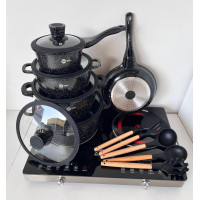 НК-316 Посуд набір круглих каструль (17 предметів) + силікон приладдя Higher Kitchen (4)