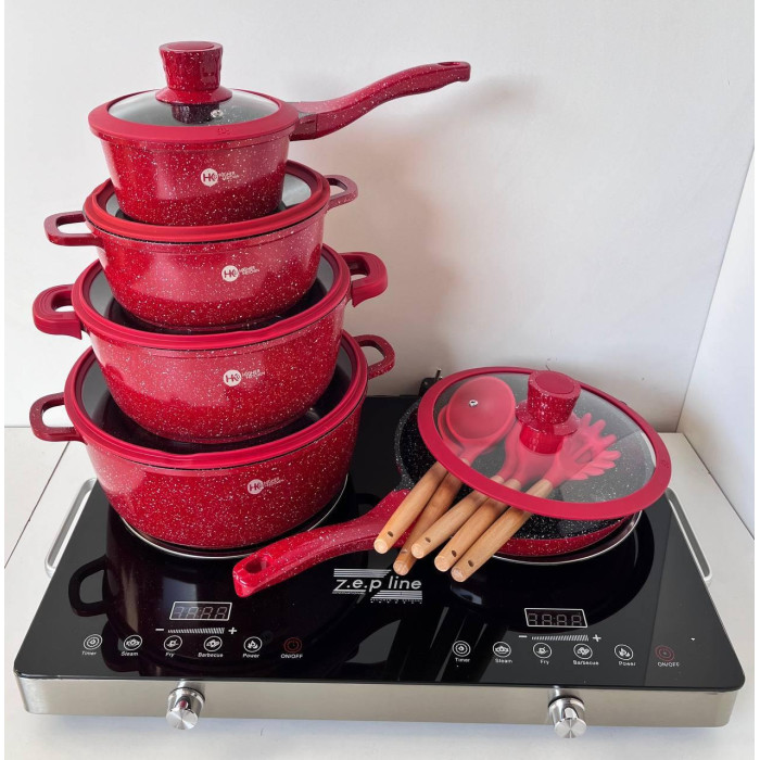 НК-316 Посуд набір круглих каструль (17 предметів) + силікон приладдя Higher Kitchen (4)