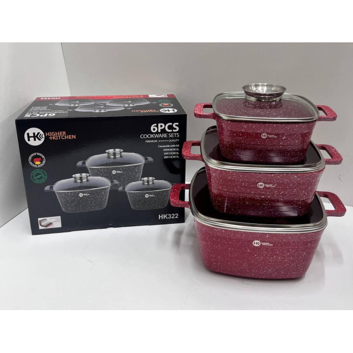 HK-322 Посуд Набір квадратних казанів Higher Kitchen (4)