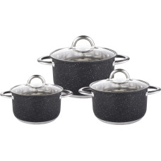 BN-685 Набір каструль-Нерж. сталь, мармур 1,9 л, 2,6 л, 3,6 л, 6 передм (4)