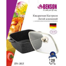Каструля з кришкою 7 л,28 см Квадрат, Мармурове покриття BENSON BN-363 (6 шт./ясть)