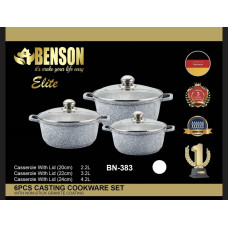 Набір каструль6пр 2,2 л; 3,2 л; 4,2 л; Сірий із білими домішками, Гранітне покриття BN-383 (4)