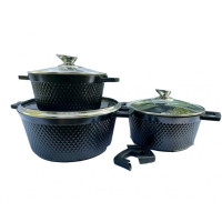 Набір каструль 6 пр 2,5 л; 4,2 л; 6,4 л Мармуровий покрив BN-394 (2)