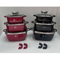 НК-323 Каструлі Набір квадратних із силіконовими кришками (4)