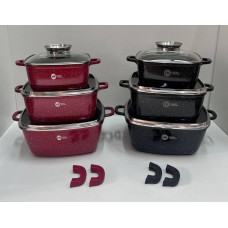 НК-323 Каструлі Набір квадратних із силіконовими кришками (4)