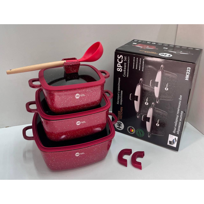 НК-323 Каструлі Набір квадратних із силіконовими кришками (4)