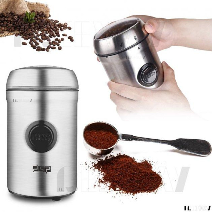 Електрична кавомолка для кавових зерен і спецій DSP KA-3045 об'єм 75 г 200 Вт (20 шт./ясть)