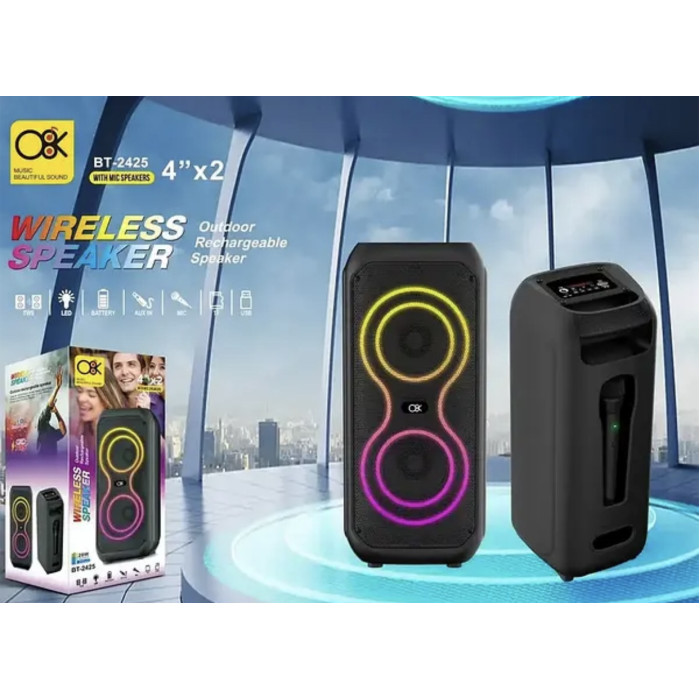 Колонка музична портативна Bluetooth з мiкрофоном 4" BT 2425 (16) 6696