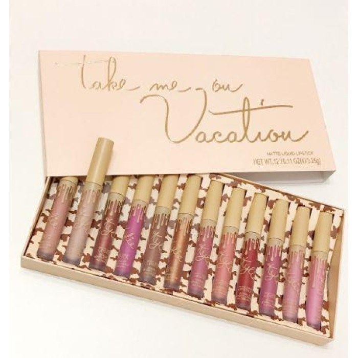 Набір матовою рідкої помади KYLIE VACATION 8648 ( бежевою 12шт.в упоковке )