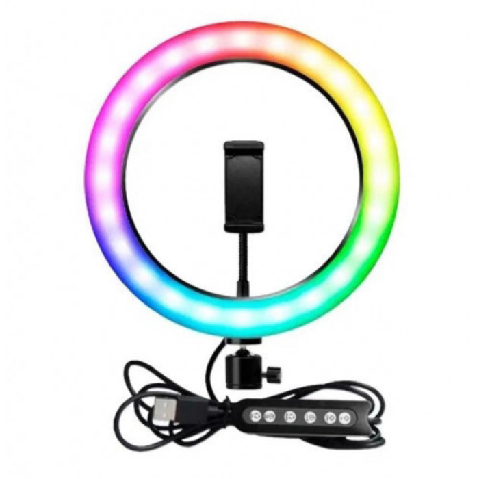 Кільцева LED-лампа RGB MJ26 (26 см) (1 кріплення) (керування на дроті) (40)