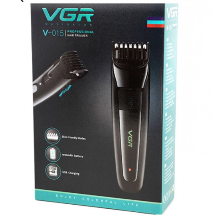 Машинка для стриження волосся VGR V-015 Professional Black акумуляторна, 1000 мА·год, 5 Вт (60 шт./ясть)