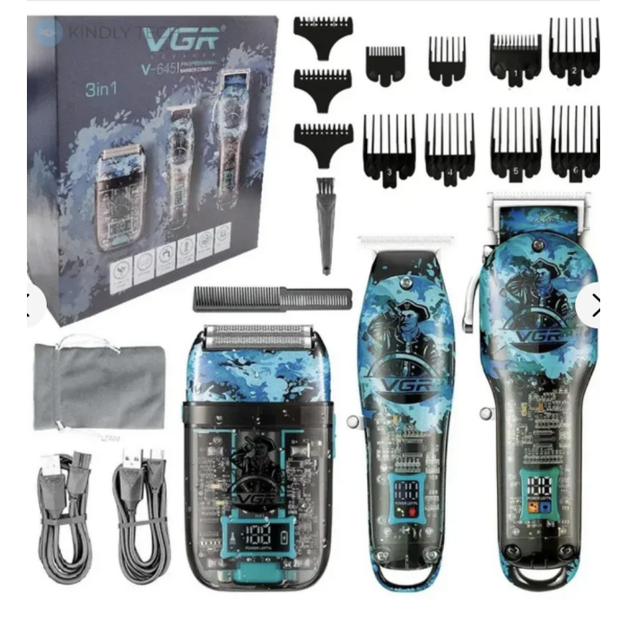 Професійний набір 3в1 Professional Set VGR V-645 тример, машинка для стриження та електроб (20)
