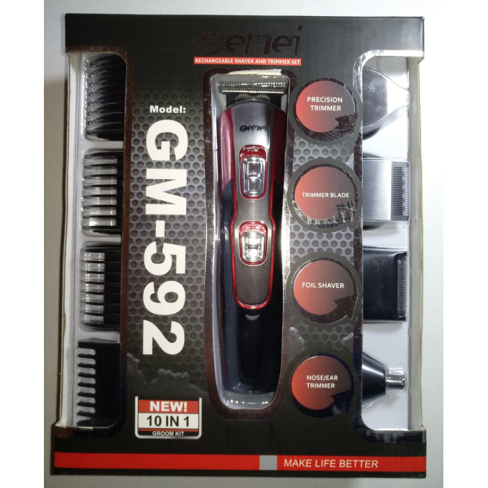 Машинка для стриження волосся + Бритва Тример 10 in 1 GM-592 (24 шт./яский)