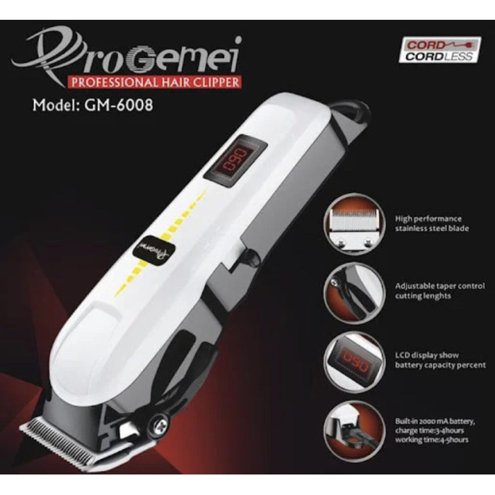 Машинка для стриження з акумулятором Бездротова Gemei GM-6008/7783 (40шт/яский)