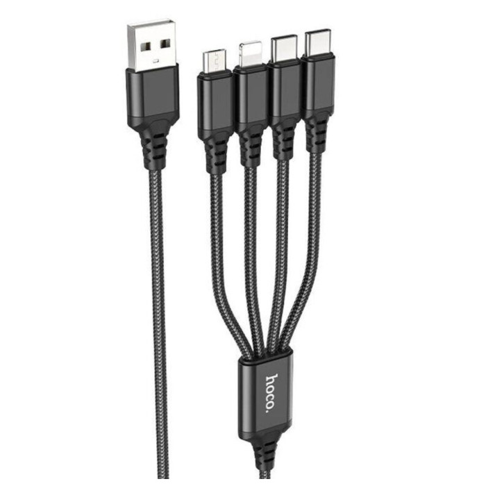 Кабель HOCO X76 4-in-1 Super charging cable(iP+iP+Type-C+Micro) (120)