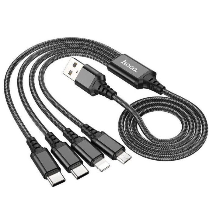 Кабель HOCO X76 4-in-1 Super charging cable(iP+iP+Type-C+Micro) (120)