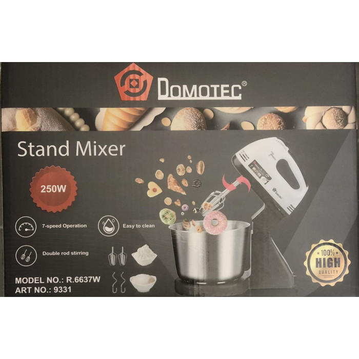 Міксер стаціонарний 250Вт пластикова чаша DOMATEC R 6637W/ 9331 (12)