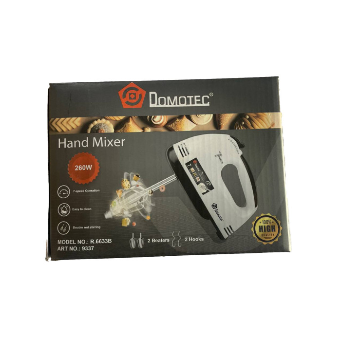 Міксер ручний 260Вт DOMATEC R 6633B BLACK/ 9337 (24 шт)