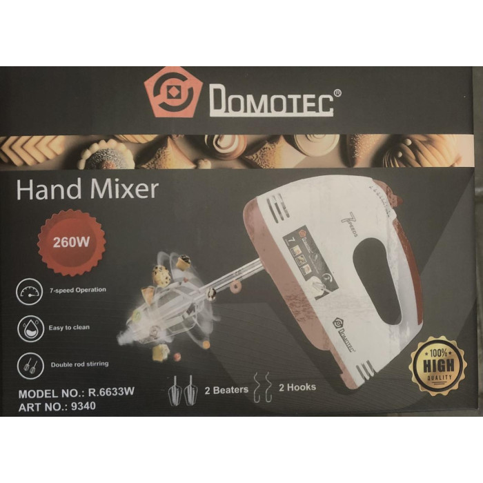 Міксер ручний 260Вт DOMATEC R 6633W WHITH/ 9340 (24 шт)