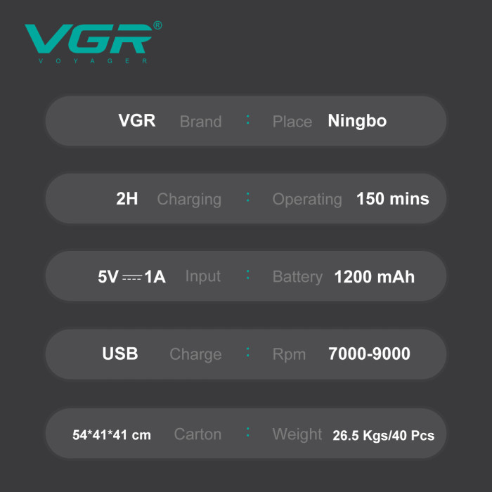 Акумуляторна електробритва VGR V 308 2 in 1 (24 шт./ясть)