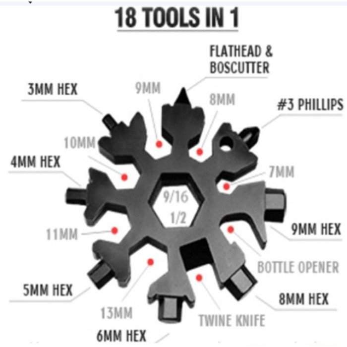 Мультитул 18 в 1 викрутка у формі сніжинки snowflake wrench tool ART-5626 (200 шт./ясть)