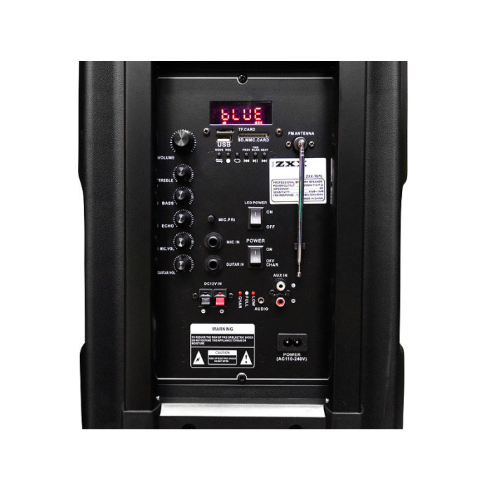 Акустична переносна колонка ZXX-7676/ 8162 60 Вт 12" 59х36х30 см USB/SD/FM/BT/TWS/2MIC (1 шт./яск)