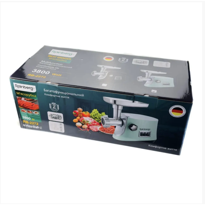 М'ясорубка електрична Rainberg 3800W з насадками та реверсом RB-2272 (4)