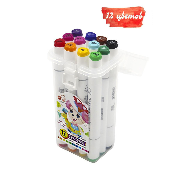 Набір маркерів для скетчингу (12 маркерів) білий (80 шт./ясть)