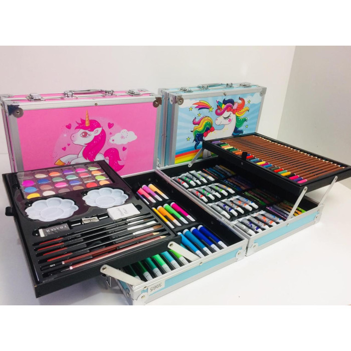 Набір для творчості в алюмінієвій валізі "Єдиноріг" 145 передм. РОЗОВИЙ ART- 3965 (6 шт./ясть)