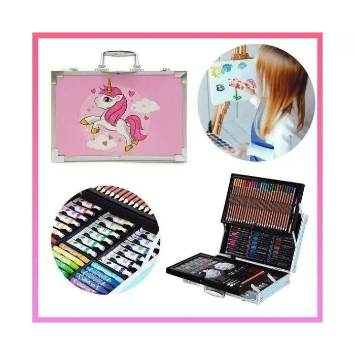 Набір для творчості в алюмінієвій валізі "Єдиноріг" 145 передм. РОЗОВИЙ ART- 3965 (6 шт./ясть)