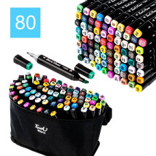 Набір двосторонніх скетч маркерів 80 штук Touch Raven, на спиртовій основі ART 7752 (15 шт./ящи)