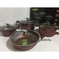 BN-334 (2)-Набір каструль і сковорода 2.5 л 4.5 л 6.5 л; 28см червоний (2 шт./яй)