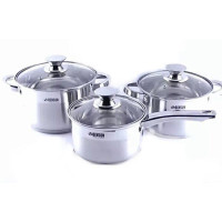BN-198 (4)-Набір каструль нерж 6 пр 2,1 л; 2,9 л; 3,9 л