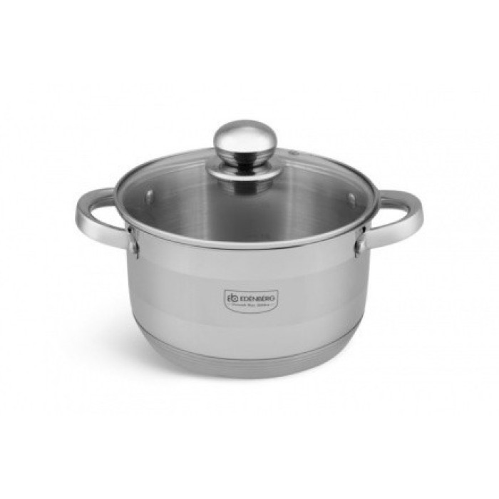 Каструль Одинарний З Скляною кришкою 4.0 Лтр. (22x12.5 см) 5 Слой у Нижній EB 3006 (6 шт./ясть)