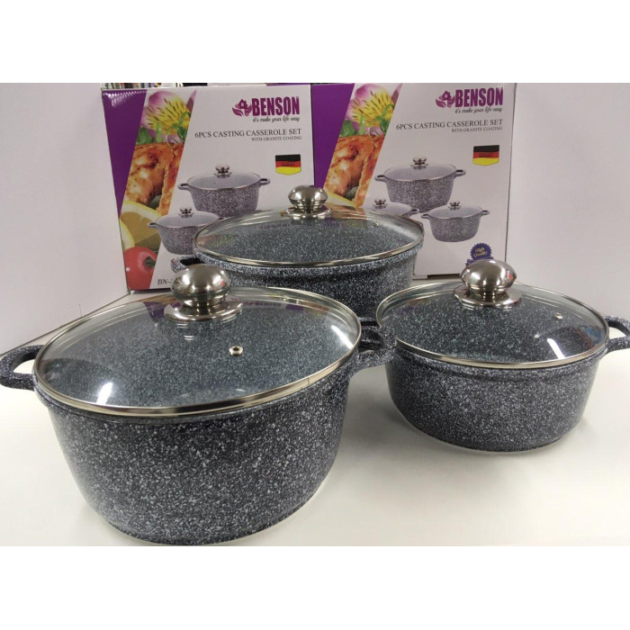 Набір каструль 2,1л 4.2 л 6.3 л BN-324 (2 шт./ясть)