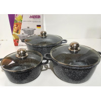 Набір каструль 2,1л 4.2 л 6.3 л BN-324 (2 шт./ясть)