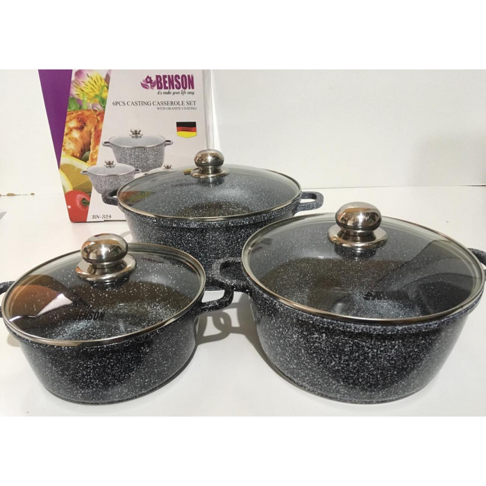 Набір каструль 2,1л 4.2 л 6.3 л BN-324 (2 шт./ясть)