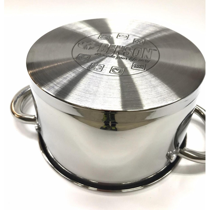 BN-249 (2)-Набір каструль неірж 12 пр силікон.ручки 2,1 л; 2,1л; 2,9л; 3,9л; 6,5 л +сковорода