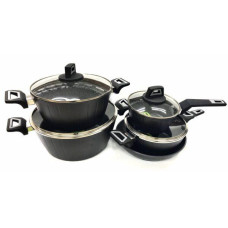 BN-343 (2)-Набір каструль 9 пр ковшик1,2 л; 2,4л; 4л; 6,8 л; сковорода 24 см Внутрішнє -моральне пок