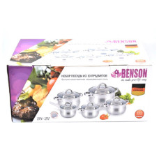 Набір каструль 10 пр. Нерж 2,1л; 2,1л; 2,9л; 3,9л; 6,5 л BN 211 (2 шт./ясть)