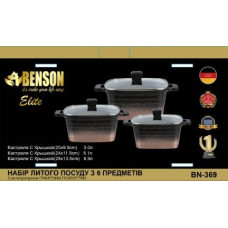 Набір каструль із Мармуровим покром. 6 предметів BN-369 градієнт Бежевий у чорний і білі домішки