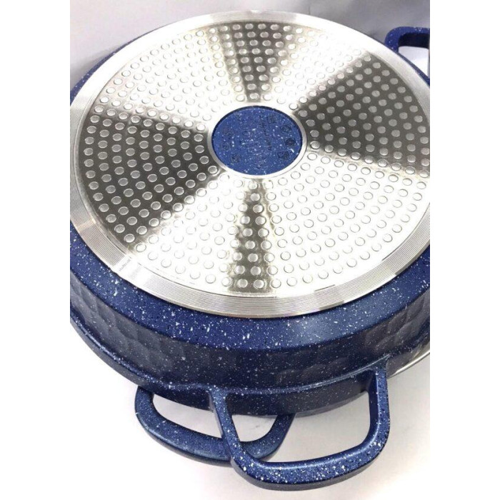 Набір каструль 6 пр 2,5 л; 4,5 л; 6,5 л Мармурове блакитне покр BN-348 (4 шт./ясть)