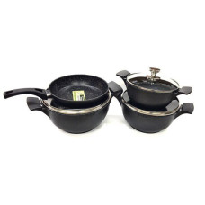BN-346 (2)-Набір каструль 7 пр 2,5 л; 4,5 л; 6,5 л; сковорода 24 см Мармурове покриття коричневе