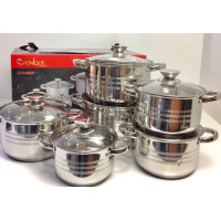 Набір каструль UNIQUE UN-5035 12 пр. (2,1л, 2,9 л, 2,9 л, 3,9л, 5,1 л, 6,5 л, з кришками) (2 шт./яск)