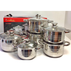 Набір каструль UNIQUE UN-5035 12 пр. (2,1л, 2,9 л, 2,9 л, 3,9л, 5,1 л, 6,5 л, з кришками) (2 шт./яск)