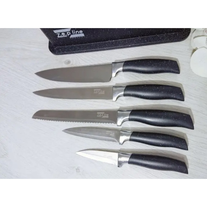 Набір кухонних ножів і обробних дощок на підставці Zepline ZP 043 (6)