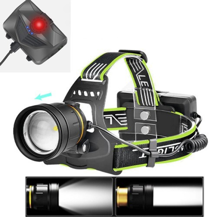 Ліхтар налобний BL-A12-3-P90, 3x18650, zoom, ЗП Type-C, Box