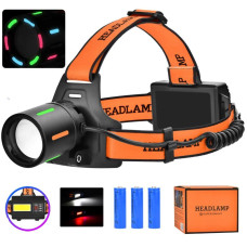 Фонарь налобный NIGHT VISION FLUORESCENCE BL-T67-TG+COB(white+red), 3x18650, 1 режим, power bank, ЗУ