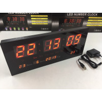 Електронний настінний годинник VST-3615/ 3788 RED/15cm*26 cm*3cm (24 шт./яский)