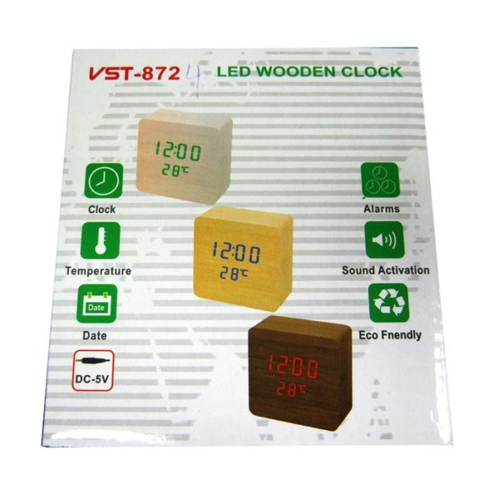 Настільний годинник від мережі +батарейка VST-872/6995 (80 шт./ясть)